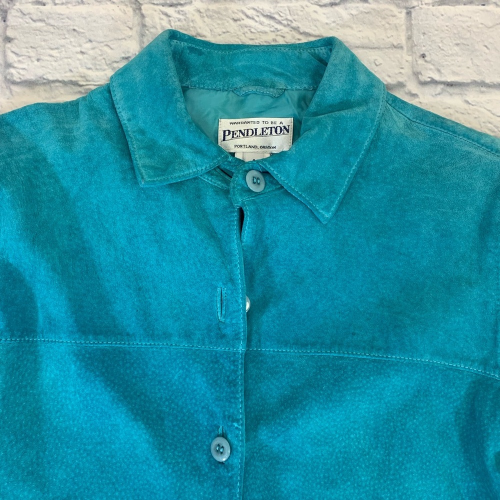 Pendleton Leather Suede Jacket Light Button Up Si… - image 6